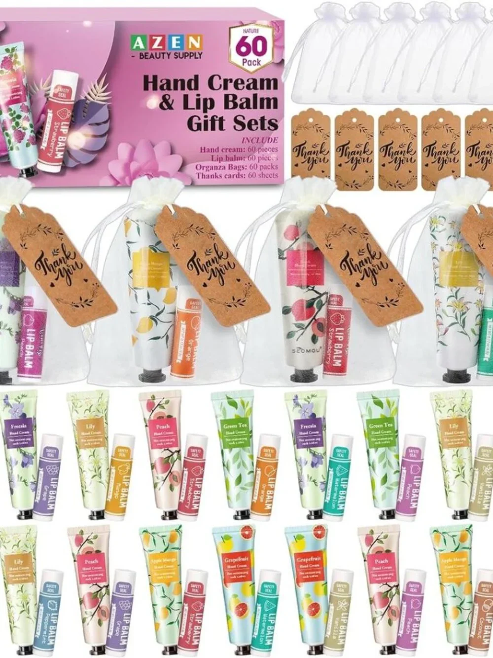 Guest FAVORS 60 Pack Hand Cream Lip Balm Gifts Wedding Bridal Shower Party Gift